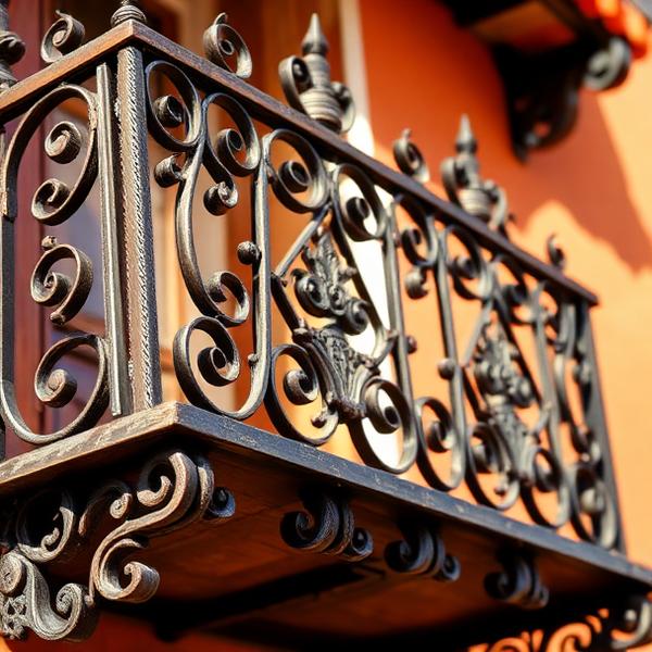 Wrought iron balcony on a colonial facade in San Miguel de Allende